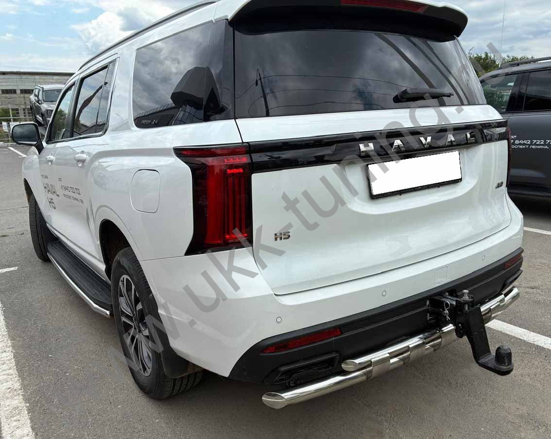 Защита заднего бампера двойная с перемычками Haval H5 с 2024