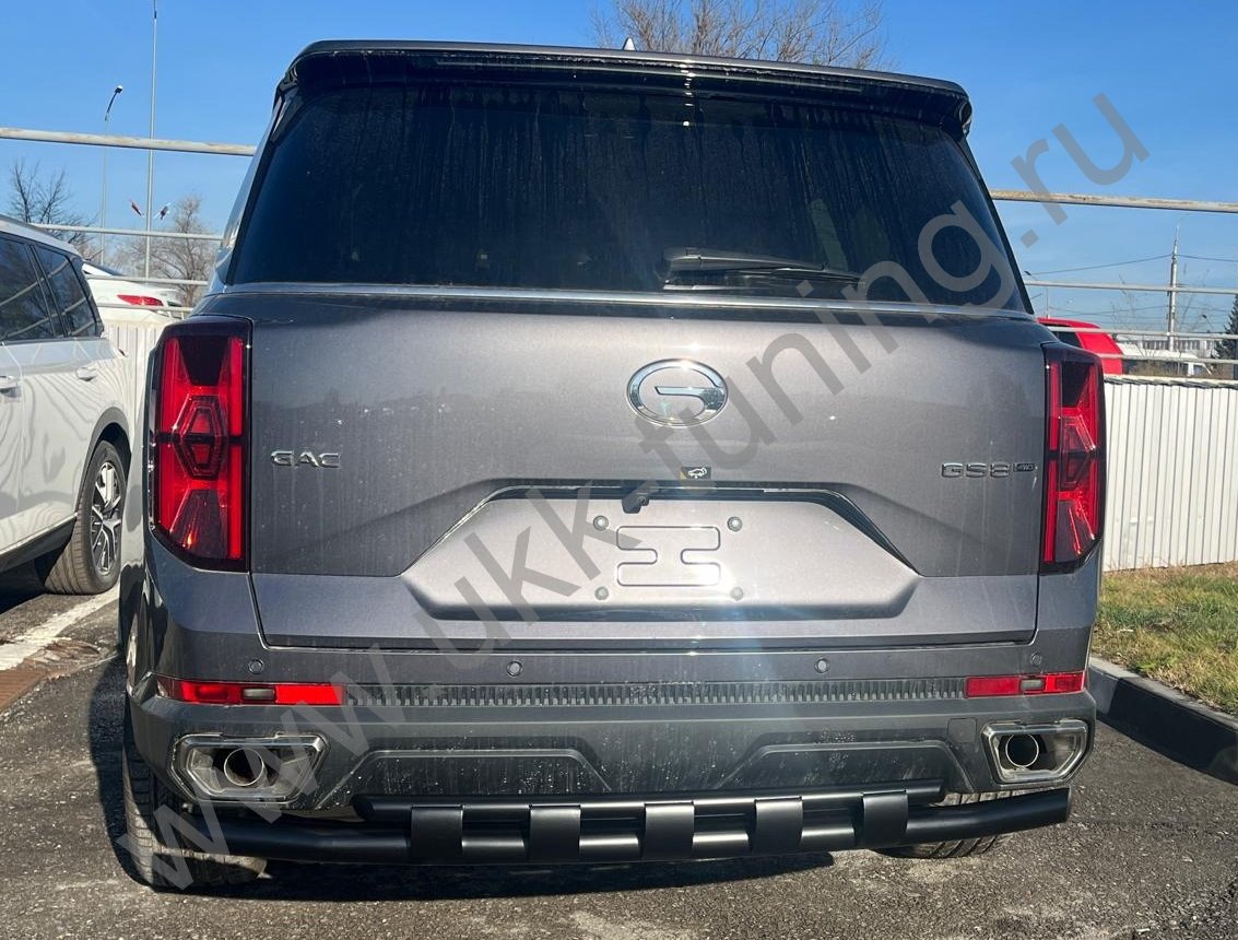 Защита заднего бампера двойная с перемычками с покрытием "раптор" GAC GS8 с 2023