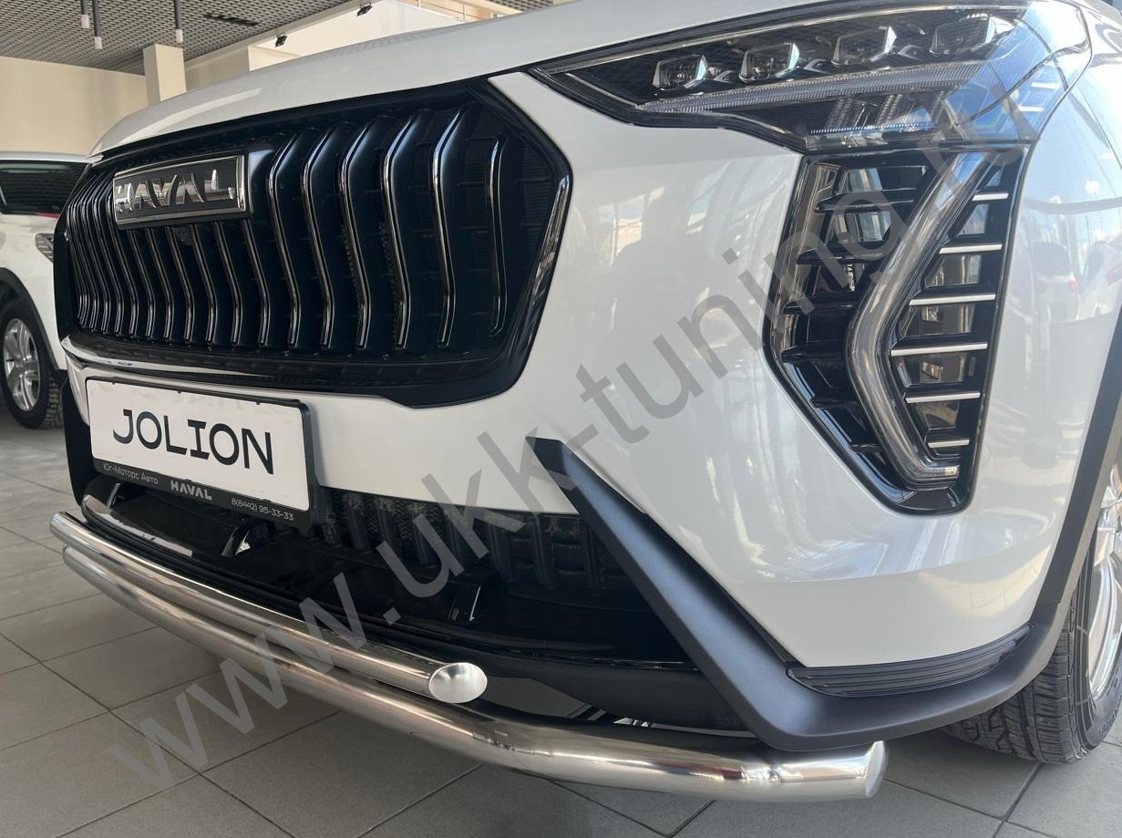 Защита переднего бампера двойная с подгибами Haval Jolion с 2024