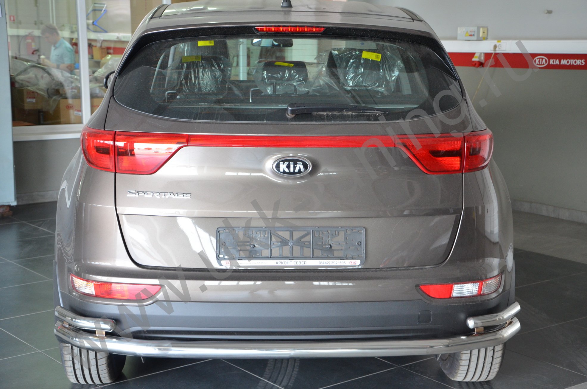 Защита заднего бампера угловая большая двойная Kia Sportage 4 с 2015-2018