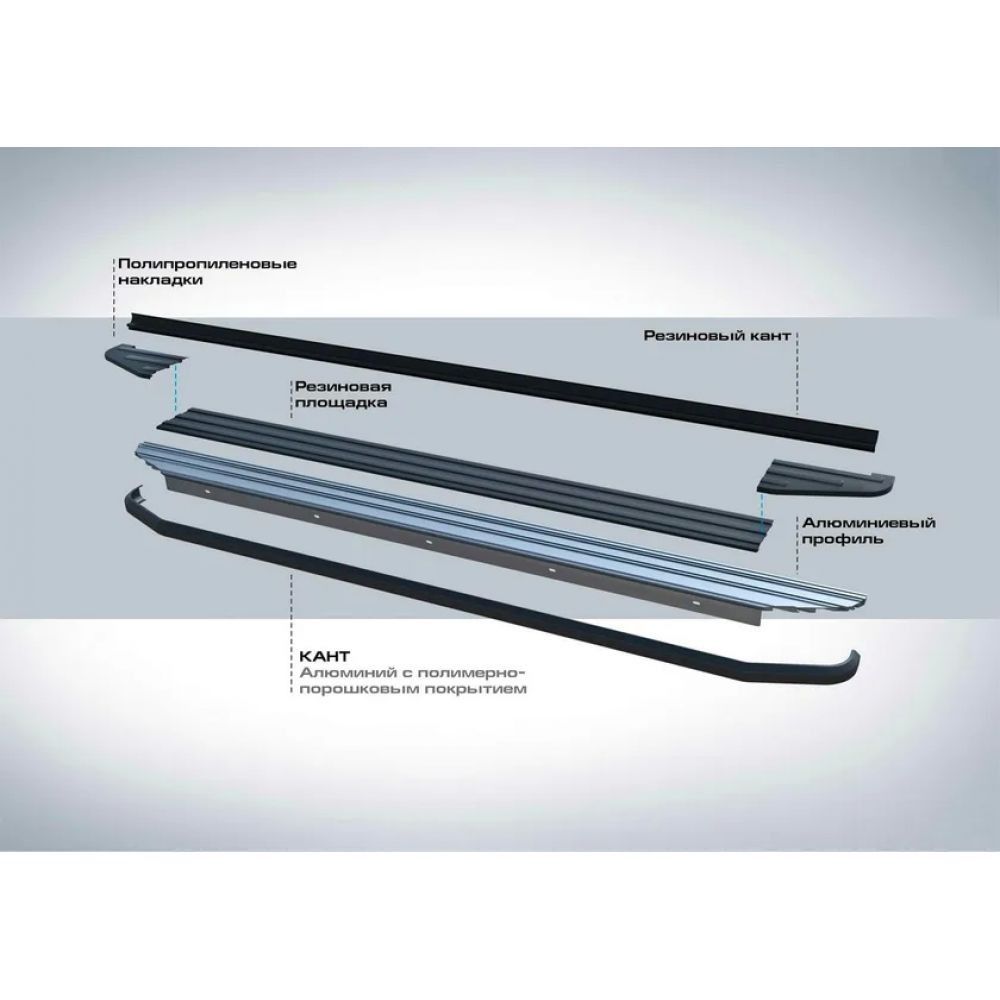 Боковые подножки Haval F7 с 2024 площадка Premium-Black