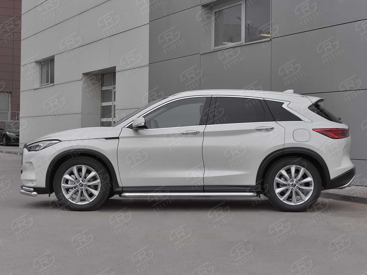 INFINITI QX50 2018- Пороги труба d63 с листом (Лист алюм, проф нерж) (вариант 1) IQX5L-0030821 INFINITI QX50 2018- Пороги труба d63 с листом (Лист алюм, проф нерж) (вариант 1) IQX5L-0030821