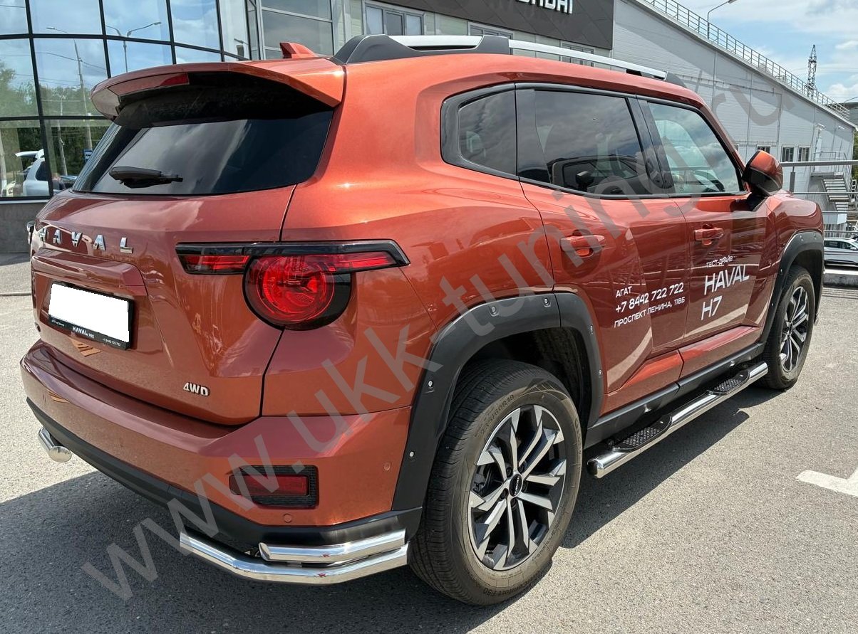 Защита заднего бампера угловая двойная Haval H7 с 2025