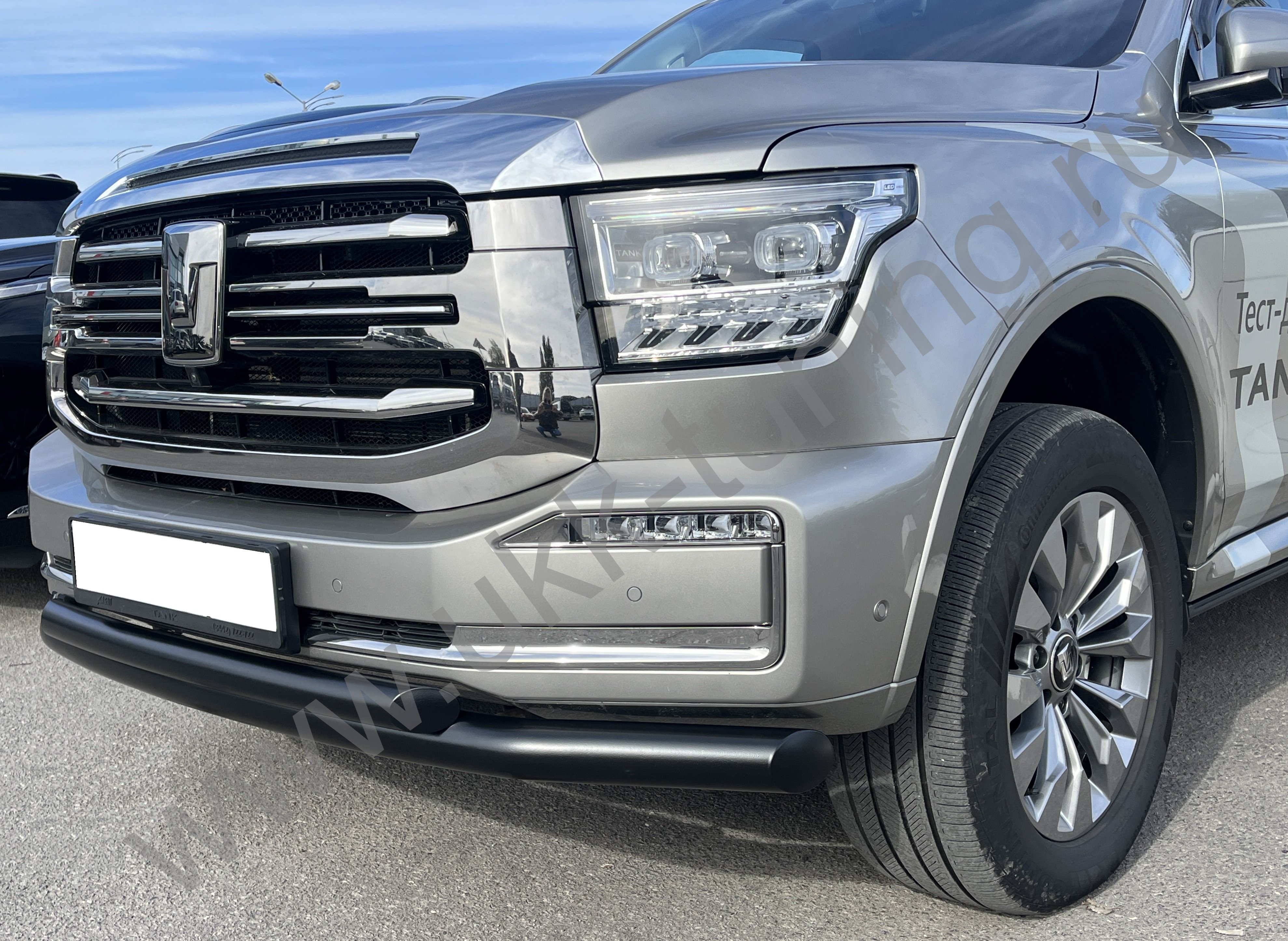 Защита переднего бампера двойная с покрытием "Раптор" Tank 500 с 2023