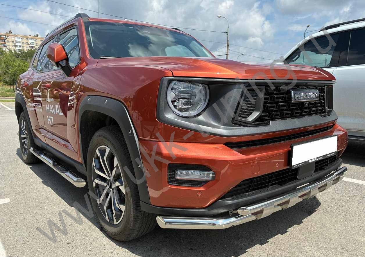 Защита передего бампера двойная с перемычками Haval H7 с 2025