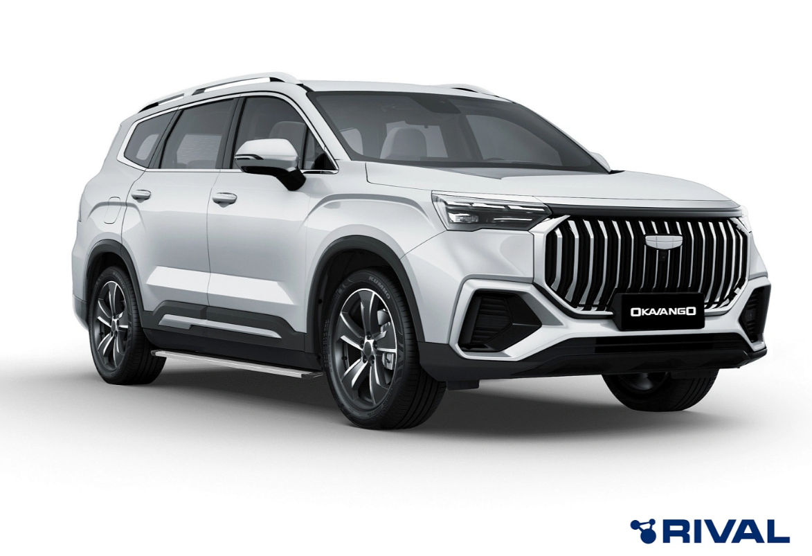 Боковые подножки Geely Okavango с 2023 площадка Slim silver