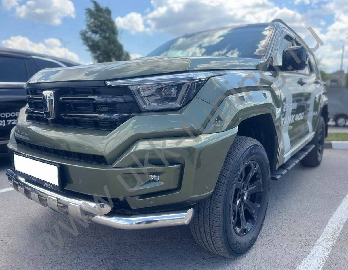 Защита переднего бампера двойная с перемычками Tank 400 с 2023