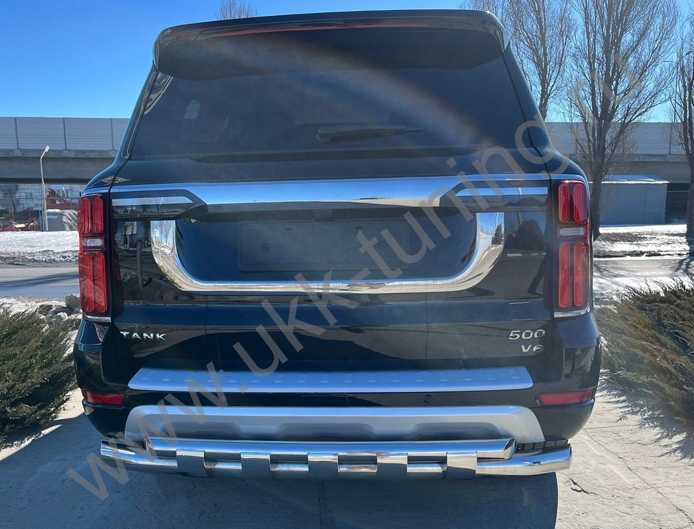 Защита заднего бампера двойная с перемычками Tank 500 с 2023