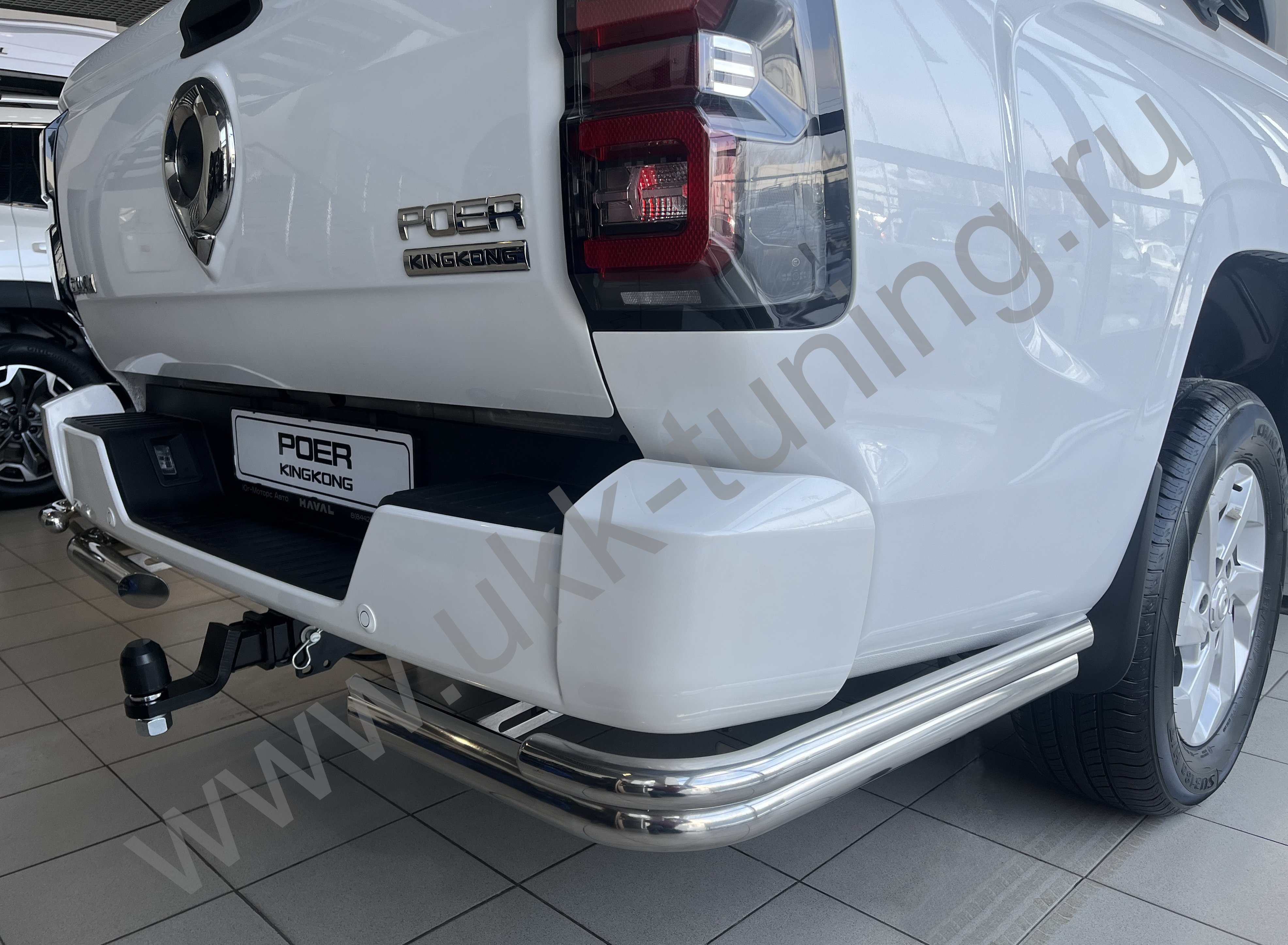 Защита заднего бампера угловая двойная под фаркоп Great Wall Poer King Kong c 2023