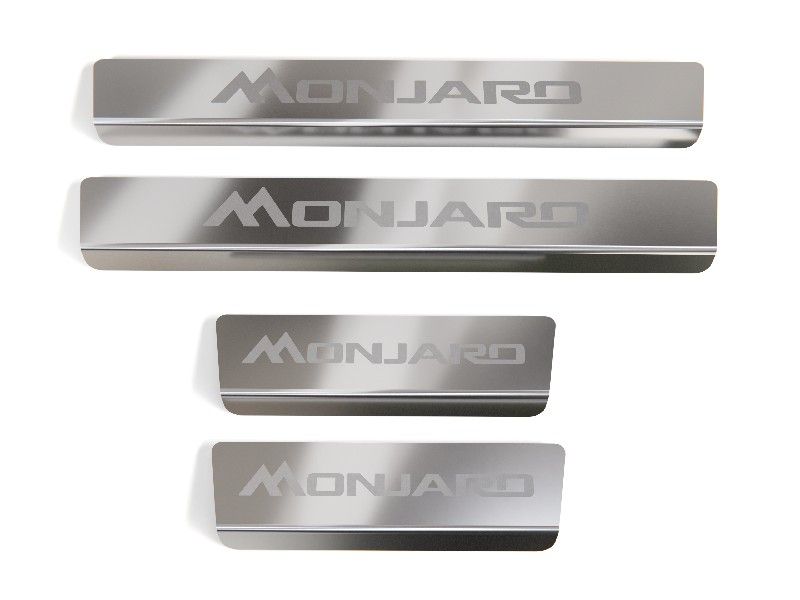 Накладки на пороги GEELY Monjaro 2023- (лист шлифованный надпись Monjaro)