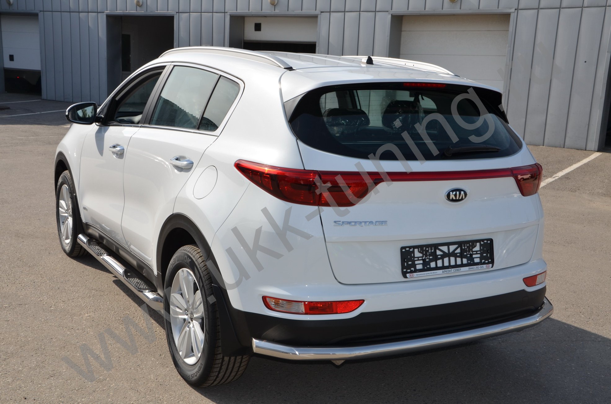 Защита заднего бампера угловая большая Kia Sportage 4 с 2015-2018
