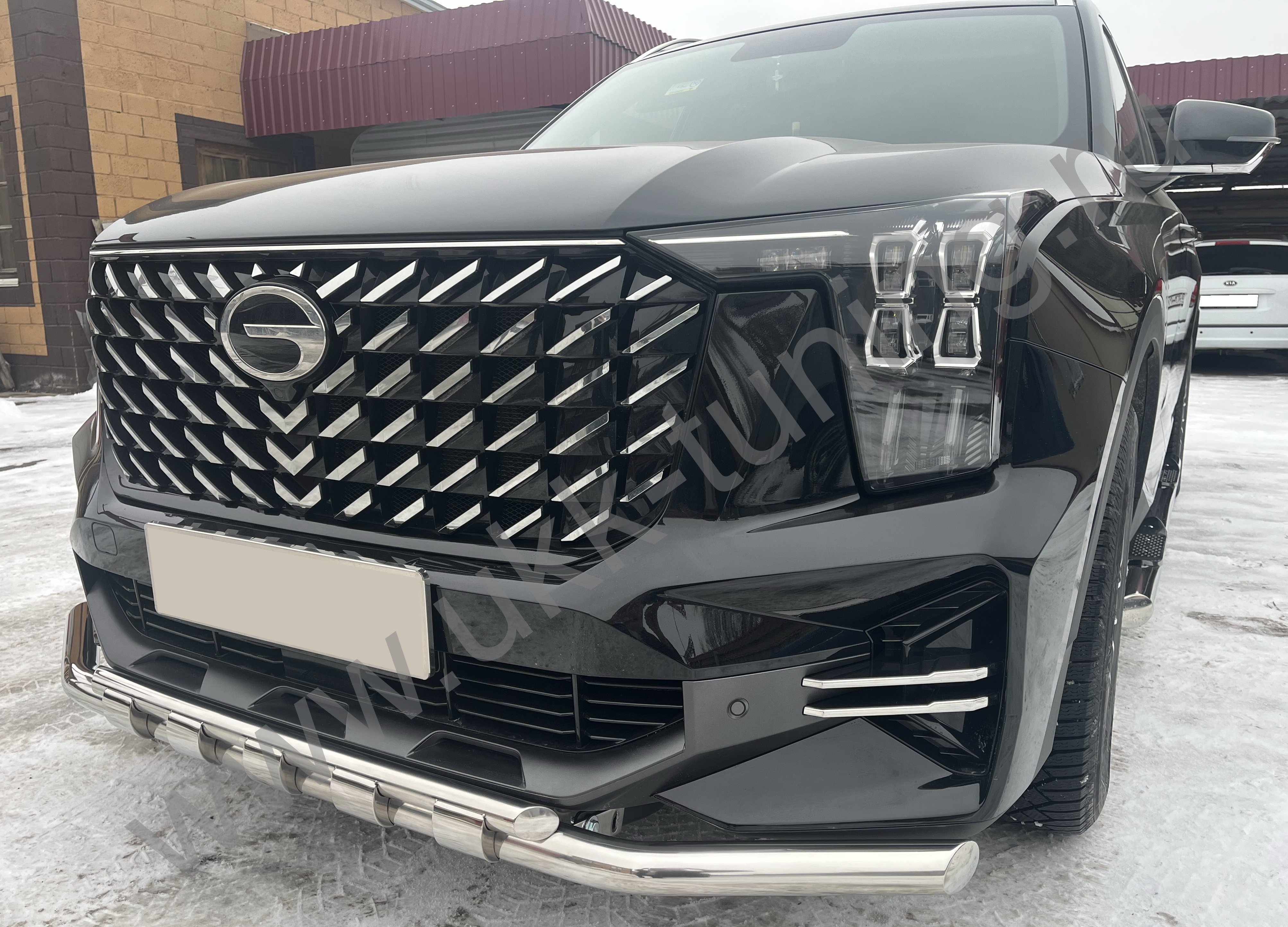 Защита переднего бампера двойная с перемычками GAC GS8 с 2023