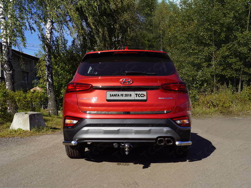 Накладка на кромку крышки багажника зеркальная для Hyundai Santa Fe 2018- (нержавеющая сталь)