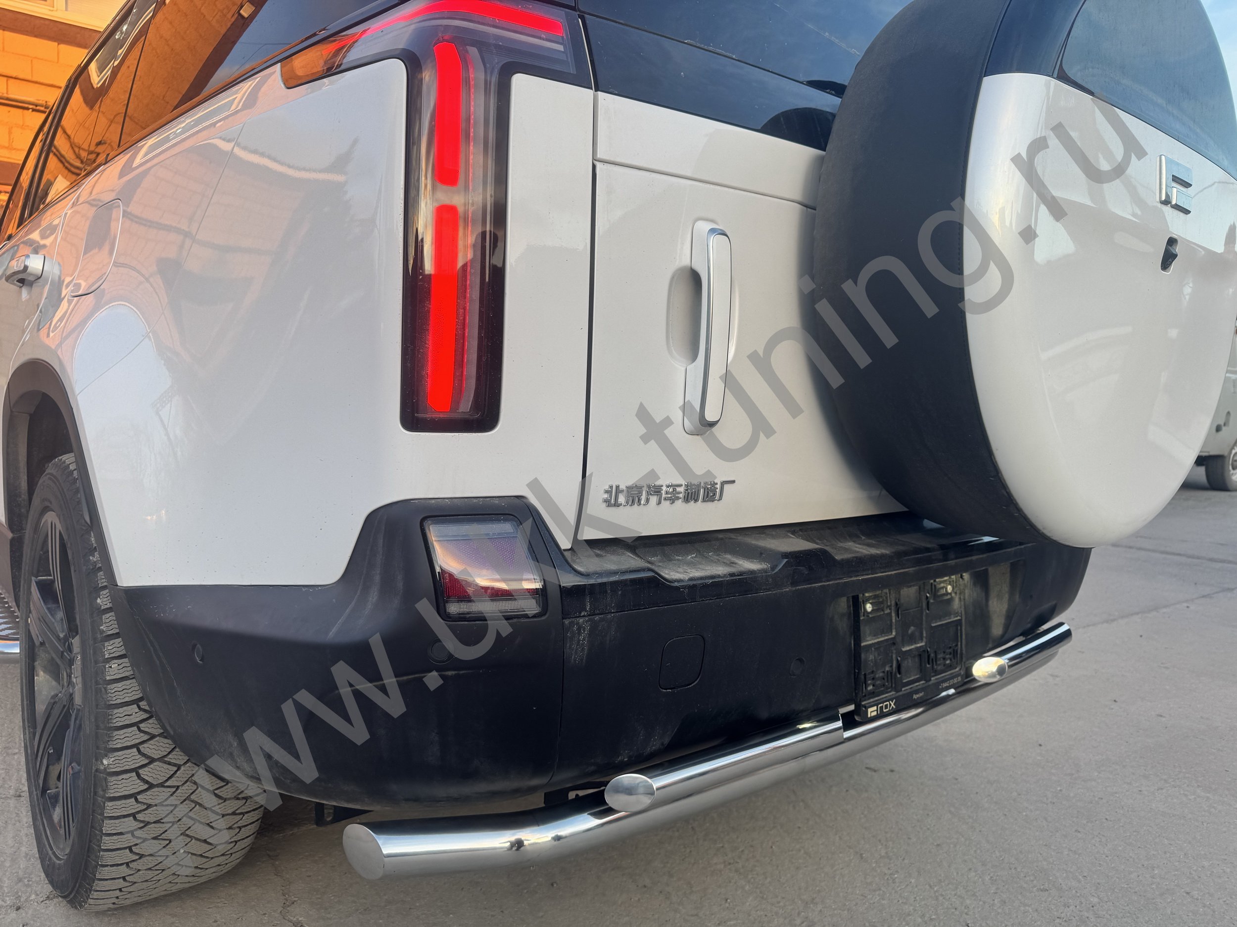 Защита заднего бампера двойная ROX 01