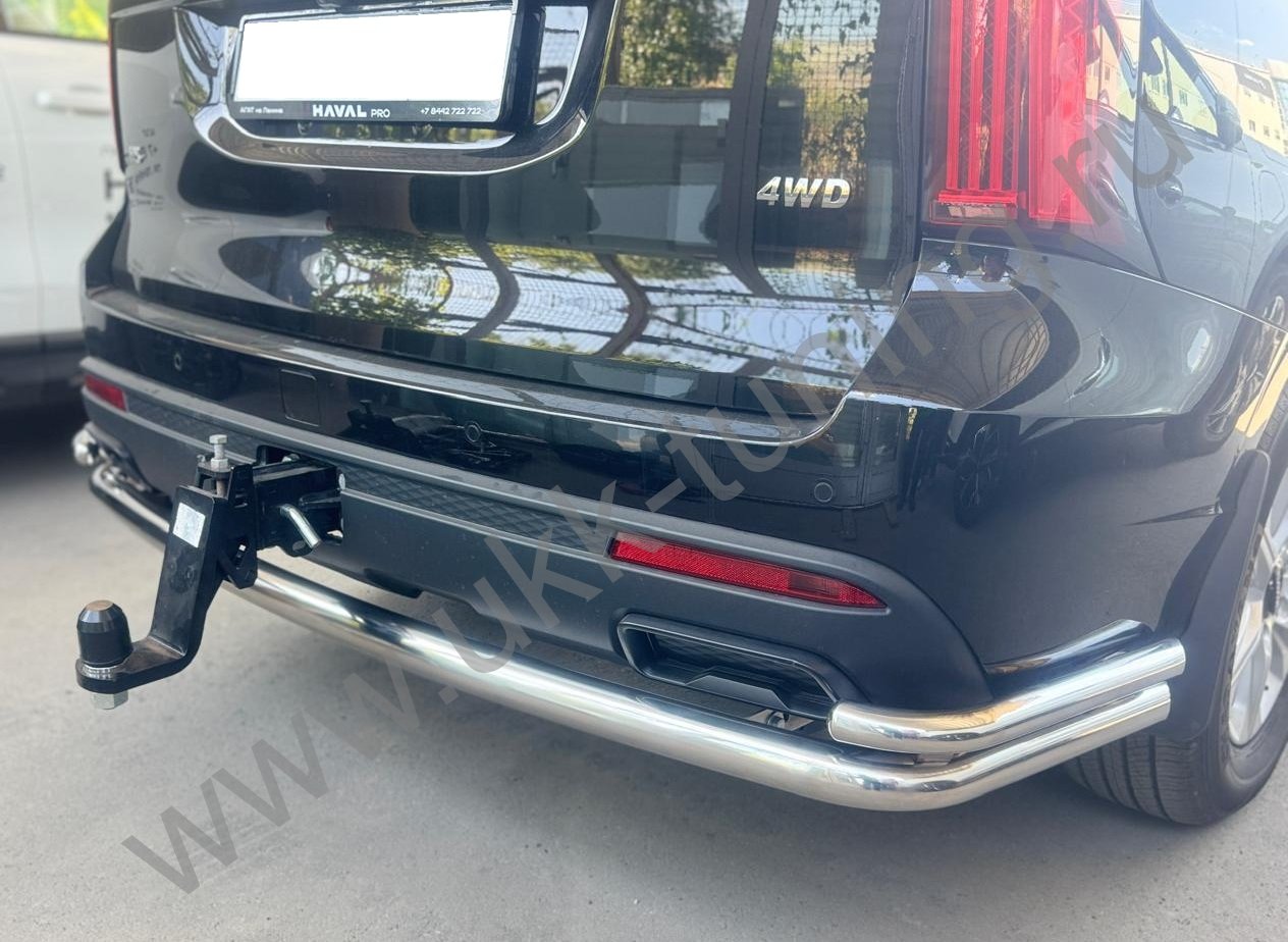 Защита заднего бампера угловая большая двойная Haval H5 с 2024