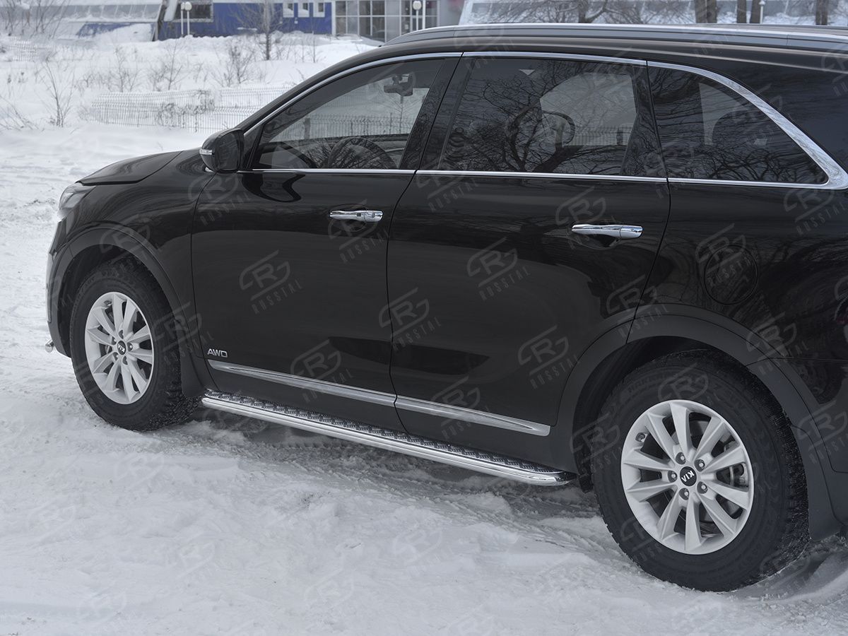 KIA SORENTO PRIME 2018- Пороги труба d42 с листом (Лист алюм, профсталь) (вариант 2) KSPL-0031402 KIA SORENTO PRIME 2018- Пороги труба d42 с листом (Лист алюм, профсталь) (вариант 2) KSPL-0031402