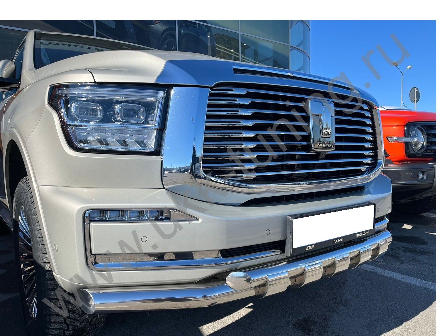 Защита переднего бампера двойная с перемычками Tank 500 с 2023