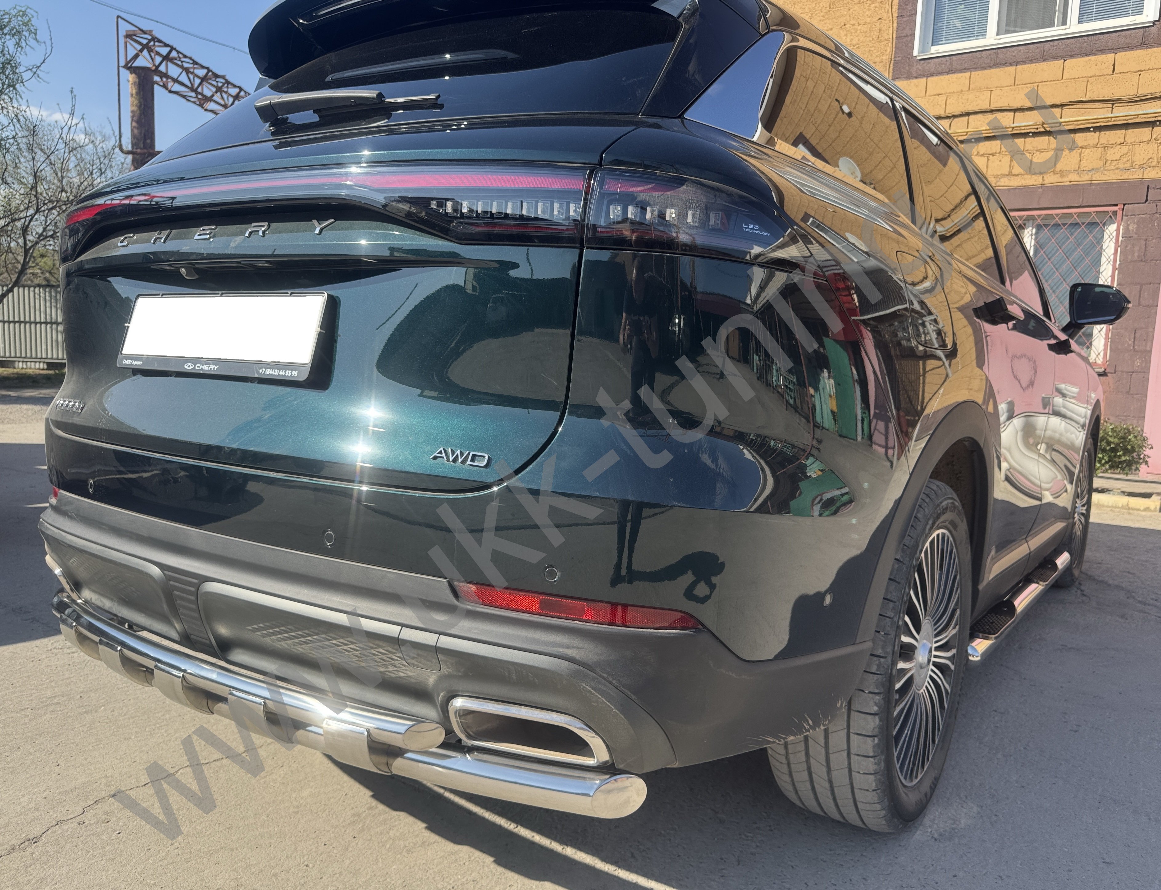 Защита заднего бампера двойная с перемычками Chery Tiggo 9 с 2024