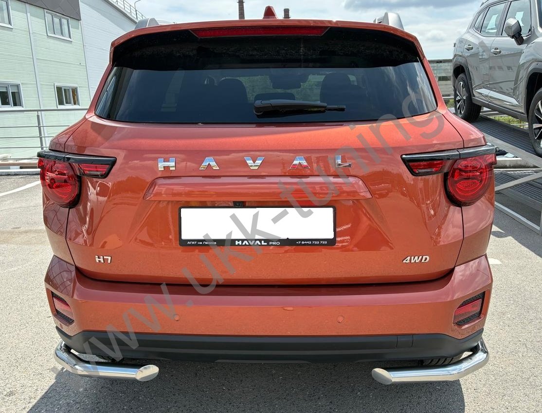 Защита заднего бампера угловая Haval H7 с 2025