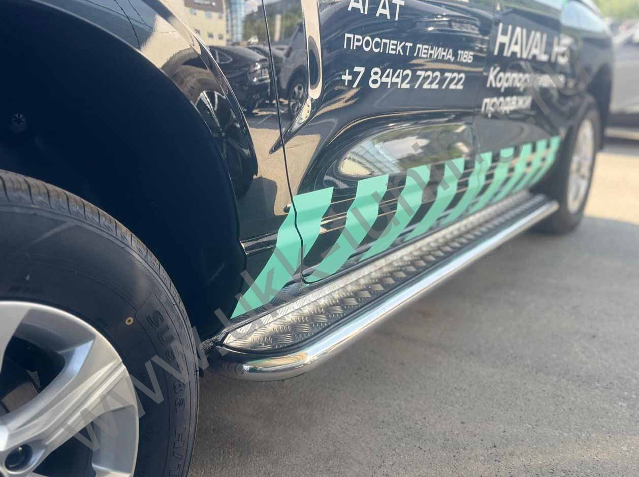 Боковые подножки Haval H5 с 2024 с накладным листом