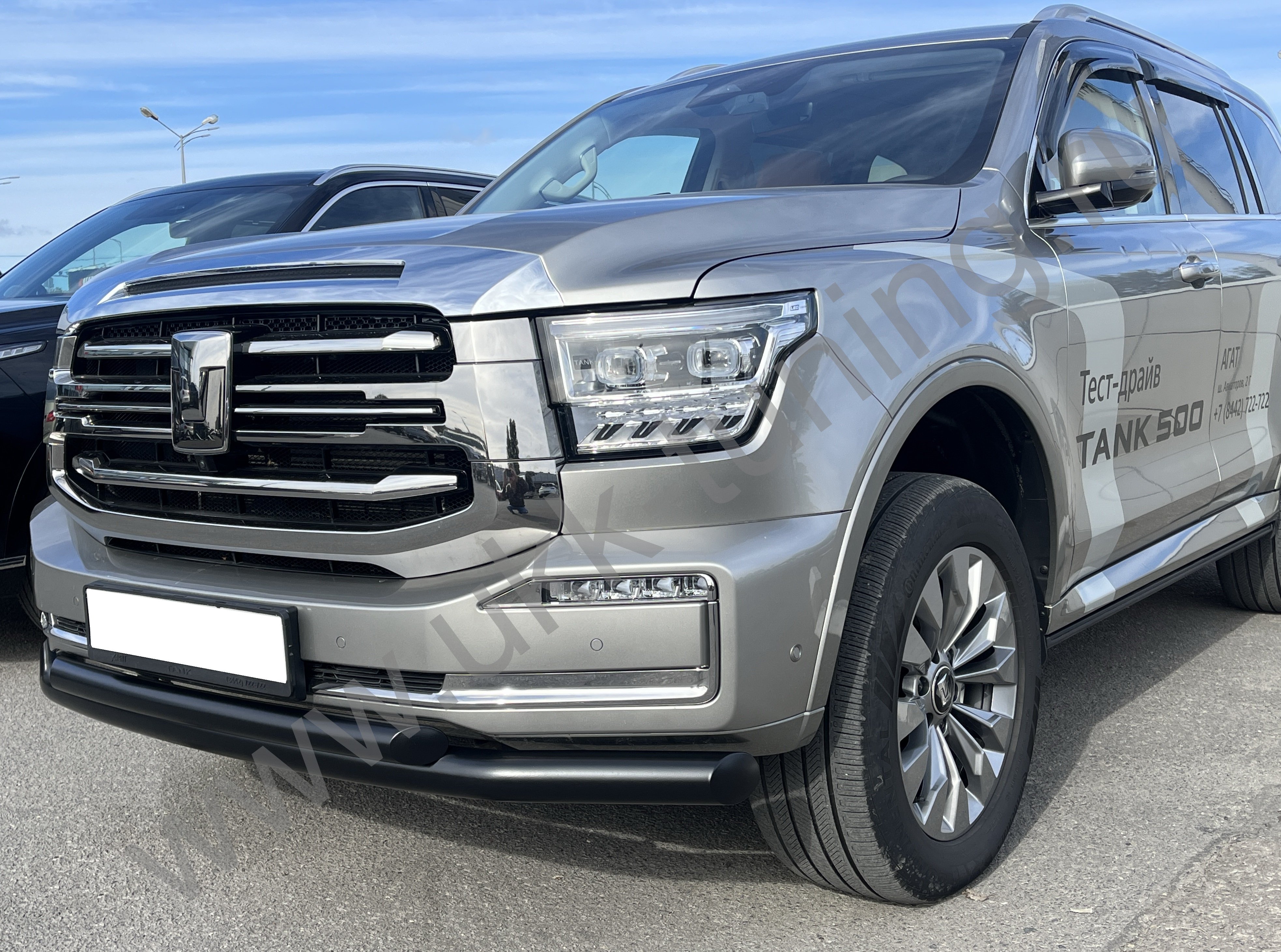Защита переднего бампера двойная с покрытием "Раптор" Tank 500 с 2023