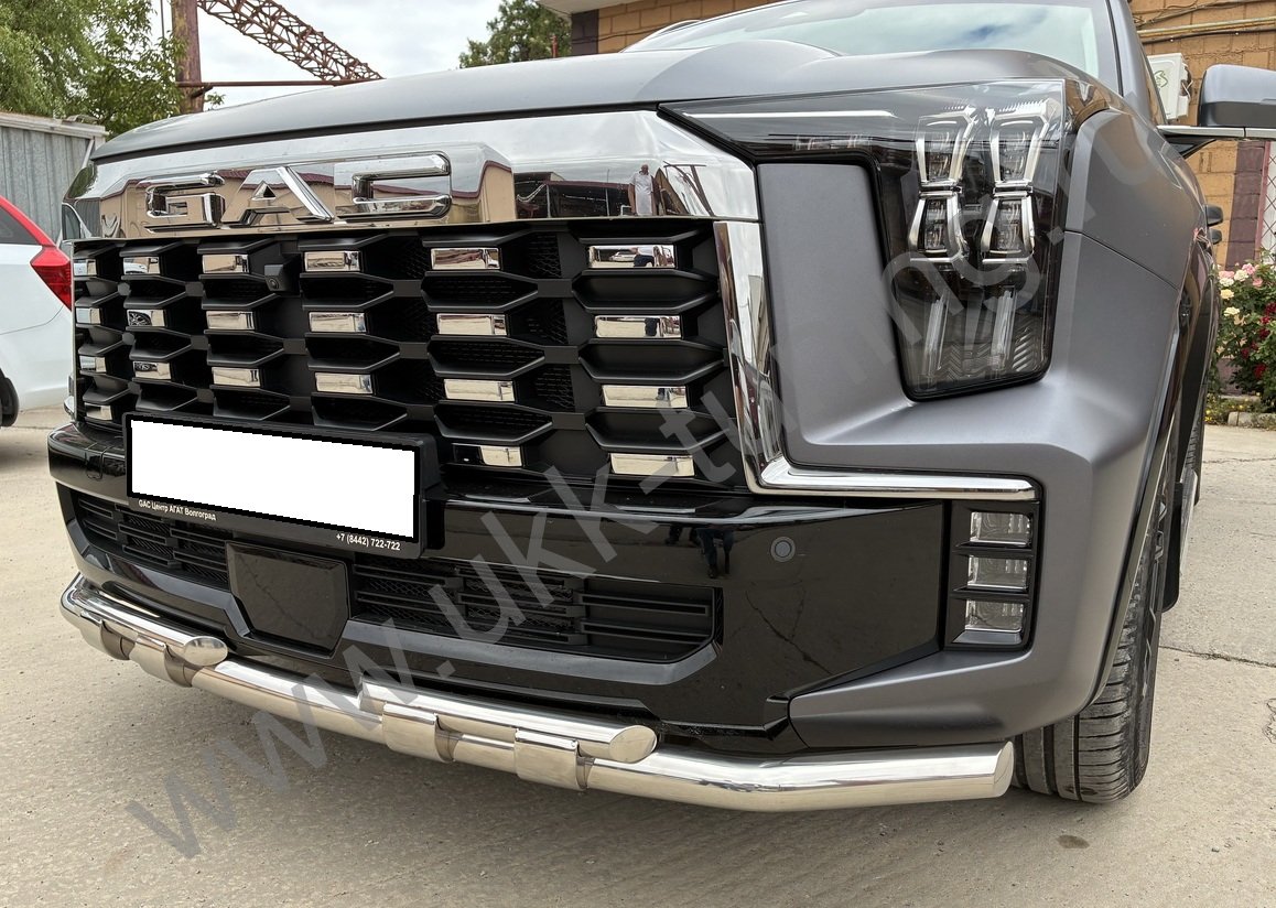 Защита переднего бампера двойная с перемычками GAC GS8 с 2025