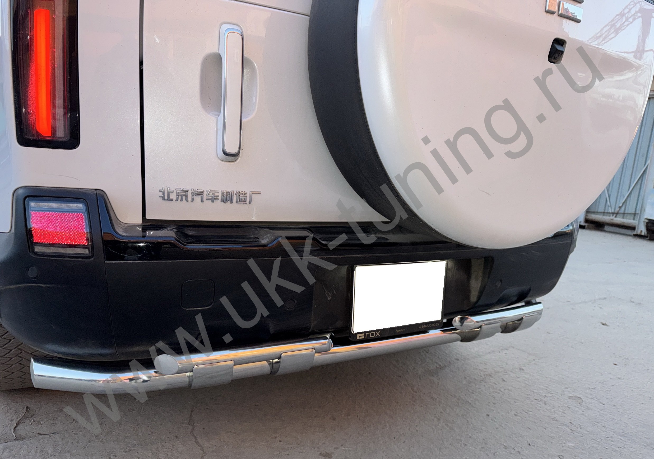 Защита заднего бампера двойная с перемычками ROX 01