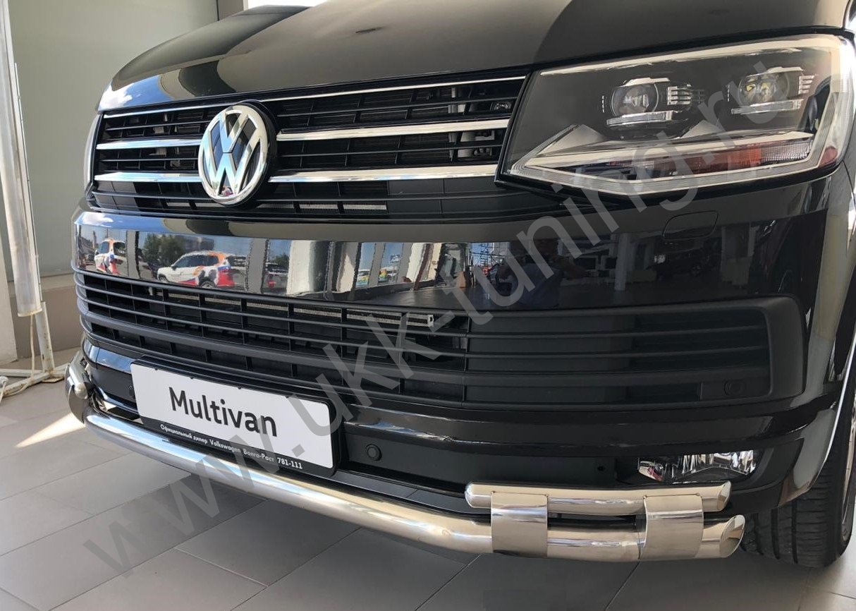 Защита переднего бампера двойная с перемычками Volkswagen T6 с 2015-2021