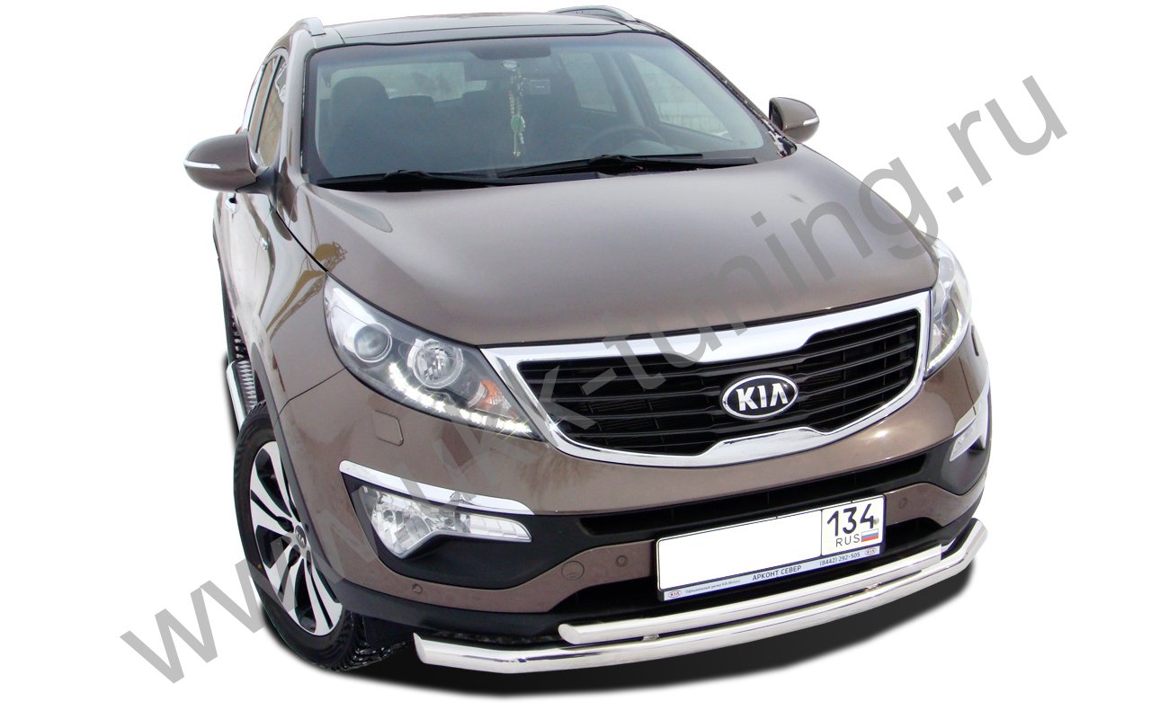 Защита переднего бампера двойная Kia Sportage 3 с 2010-2015