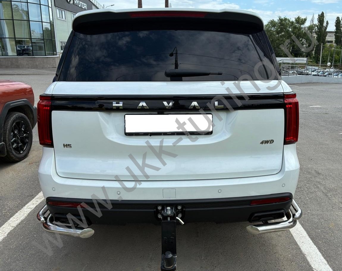 Защита заднего бампера угловая двойная Haval H5 с 2024