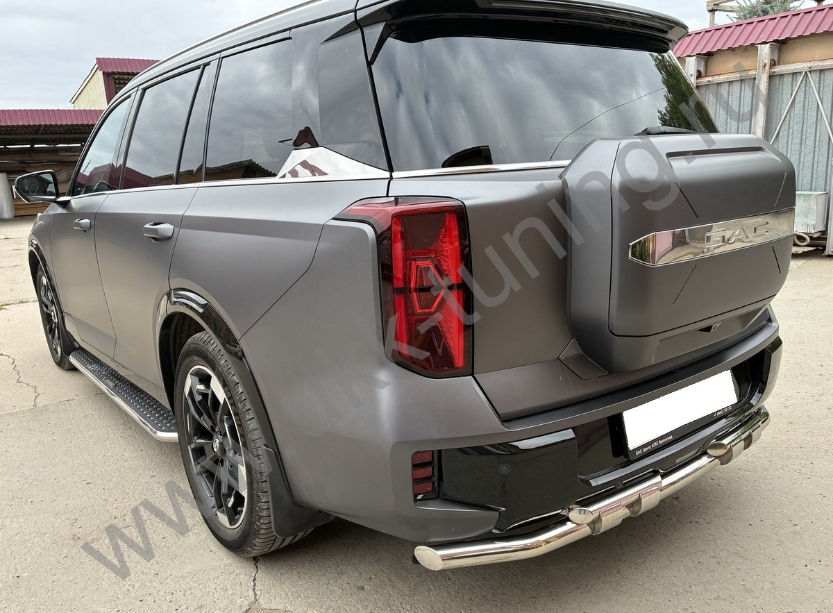 Защита заднего бампера двойная с перемычками GAC GS8 с 2025