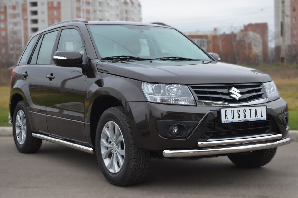 SUZUKI Grand Vitara 5 дв 2012-2016 Защита переднего бампера d63/42 (дуга) SVZ-001090