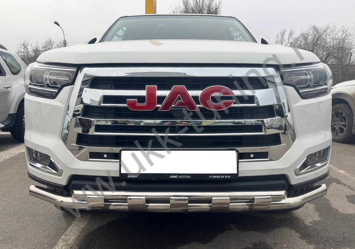 Защита переднего бампера двойная с перемычками Jac T8 Pro 2020