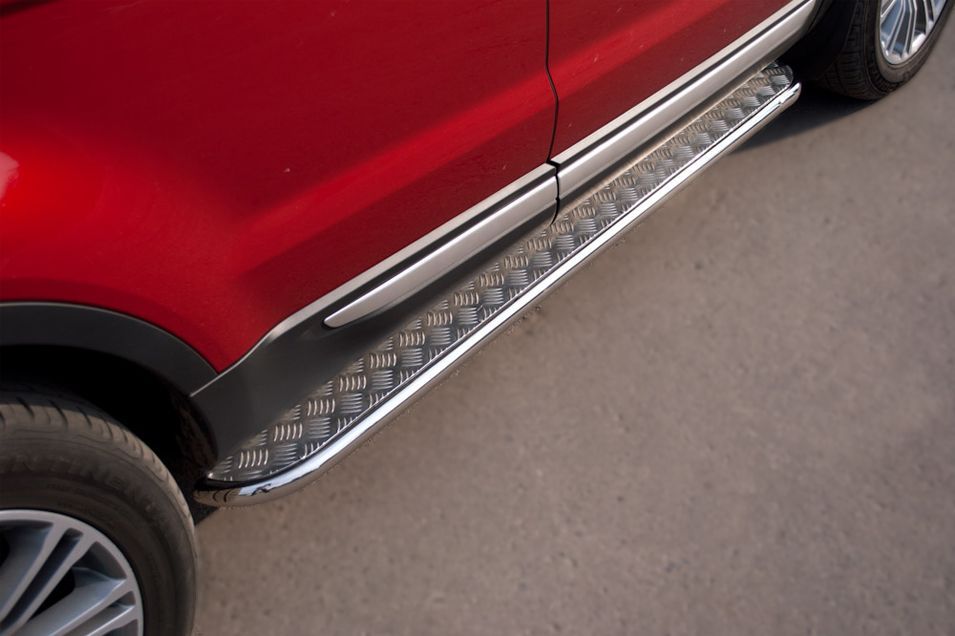 Land Rover Range Rover Evoque Prestige u Pure Пороги труба d42 (Лист алюм, проф нерж) (Вариант1) REPL-000807