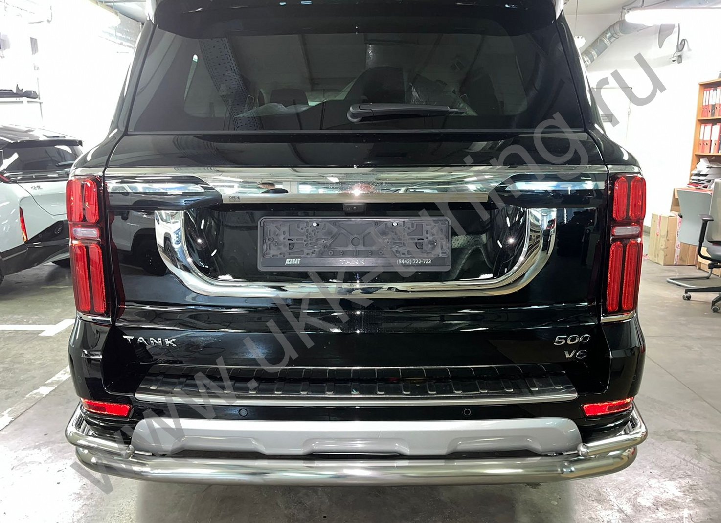 Защита заднего бампера угловая большая двойная Tank 500 с 2023