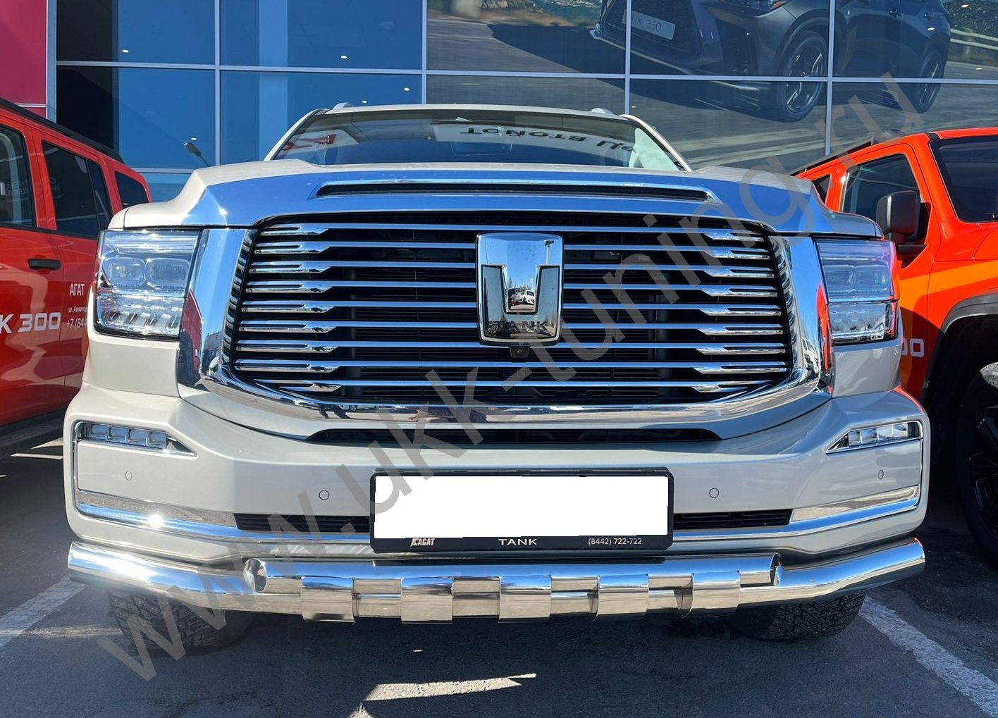 Защита переднего бампера двойная с перемычками Tank 500 с 2023