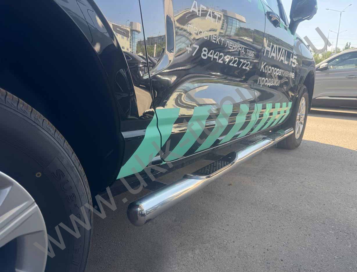 Боковые подножки Haval H5 с 2024 труба с проступью