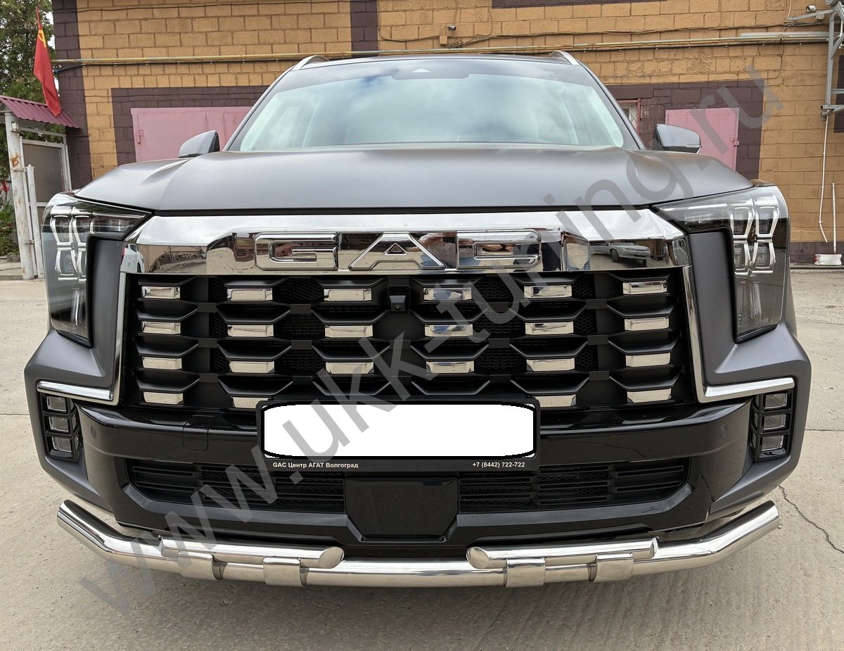 Защита переднего бампера двойная с перемычками GAC GS8 с 2025