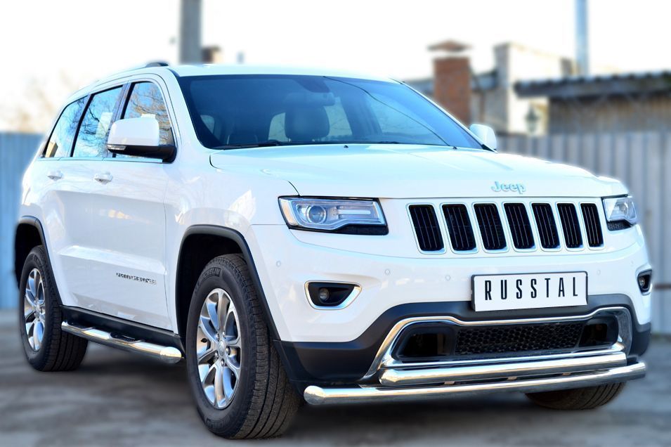 JEEP Grand Cherokee 2013 Защита порогов d76 с накладкой (вариант 1) JGCT-0015301