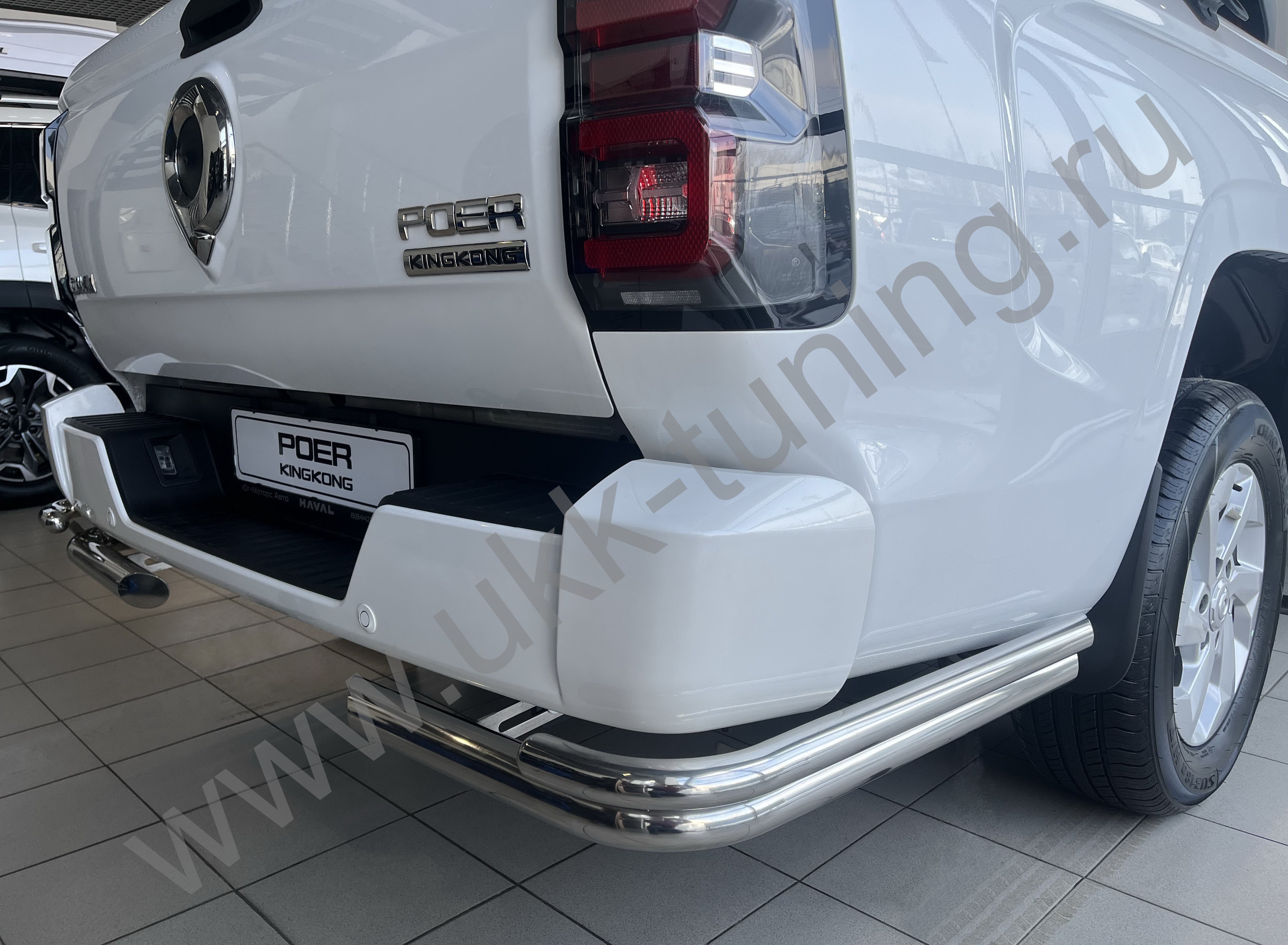 Защита заднего бампера угловая двойная Great Wall Poer King Kong c 2023