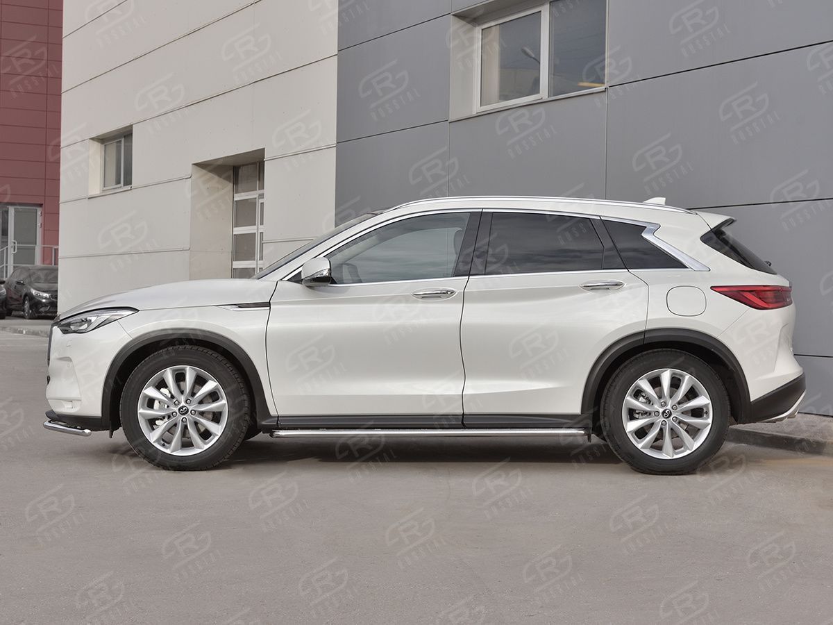 INFINITI QX50 2018- Пороги труба d42 с листом (Лист алюм, проф нерж) (вариант 1) IQX5L-0030811 INFINITI QX50 2018- Пороги труба d42 с листом (Лист алюм, проф нерж) (вариант 1) IQX5L-0030811