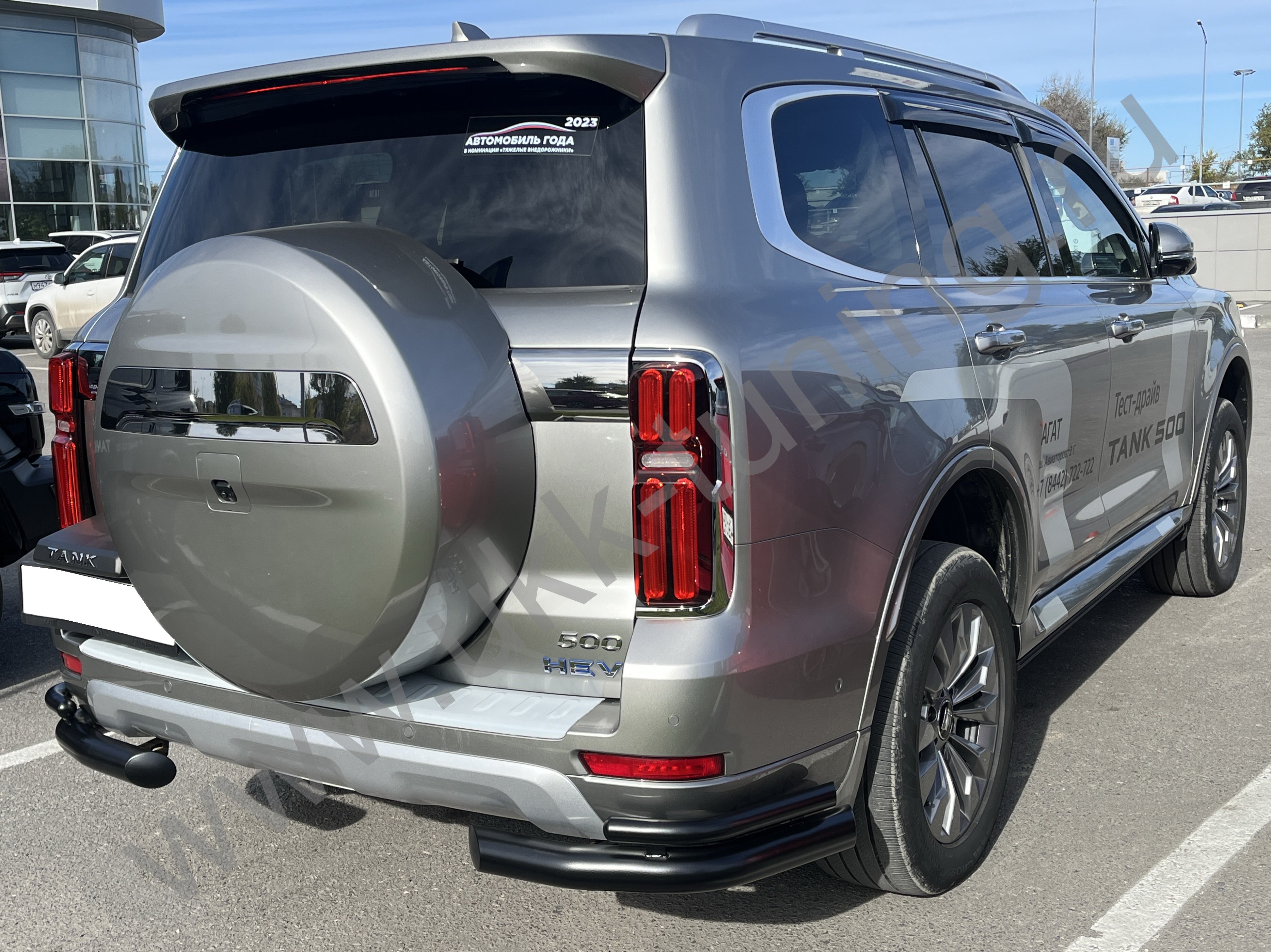 Защита заднего бампера угловая двойная с покрытием "раптор" Tank 500 с 2023