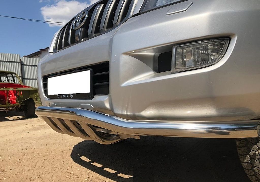 Защита переднего бампера Toyota Land Cruiser Prado 120 c 2003-2009 двойная волна / зубья Защита переднего бампера Toyota Land Cruiser Prado 120 c 2003-2009 двойная волна / зубья