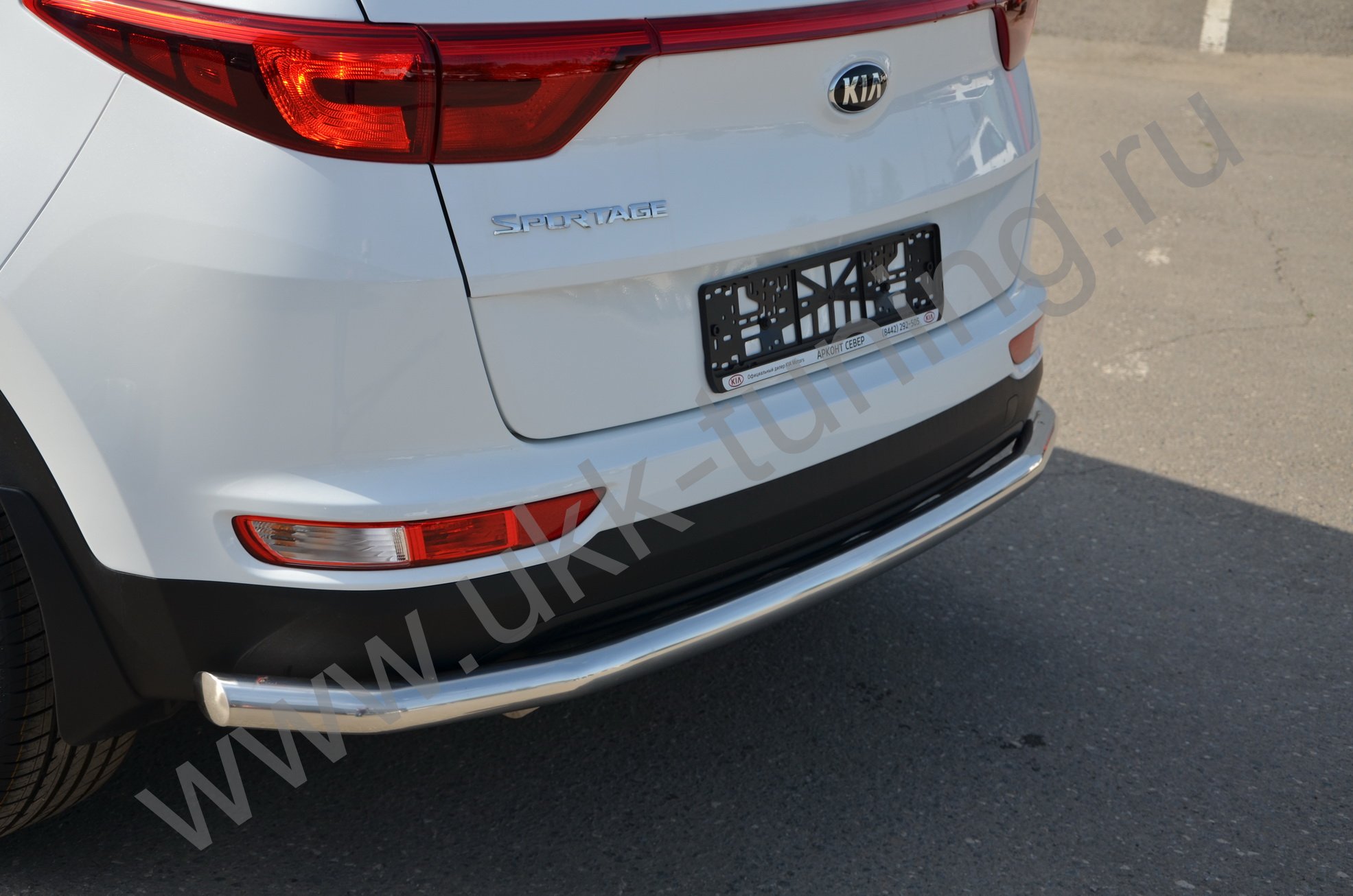 Защита заднего бампера угловая большая Kia Sportage 4 с 2015-2018