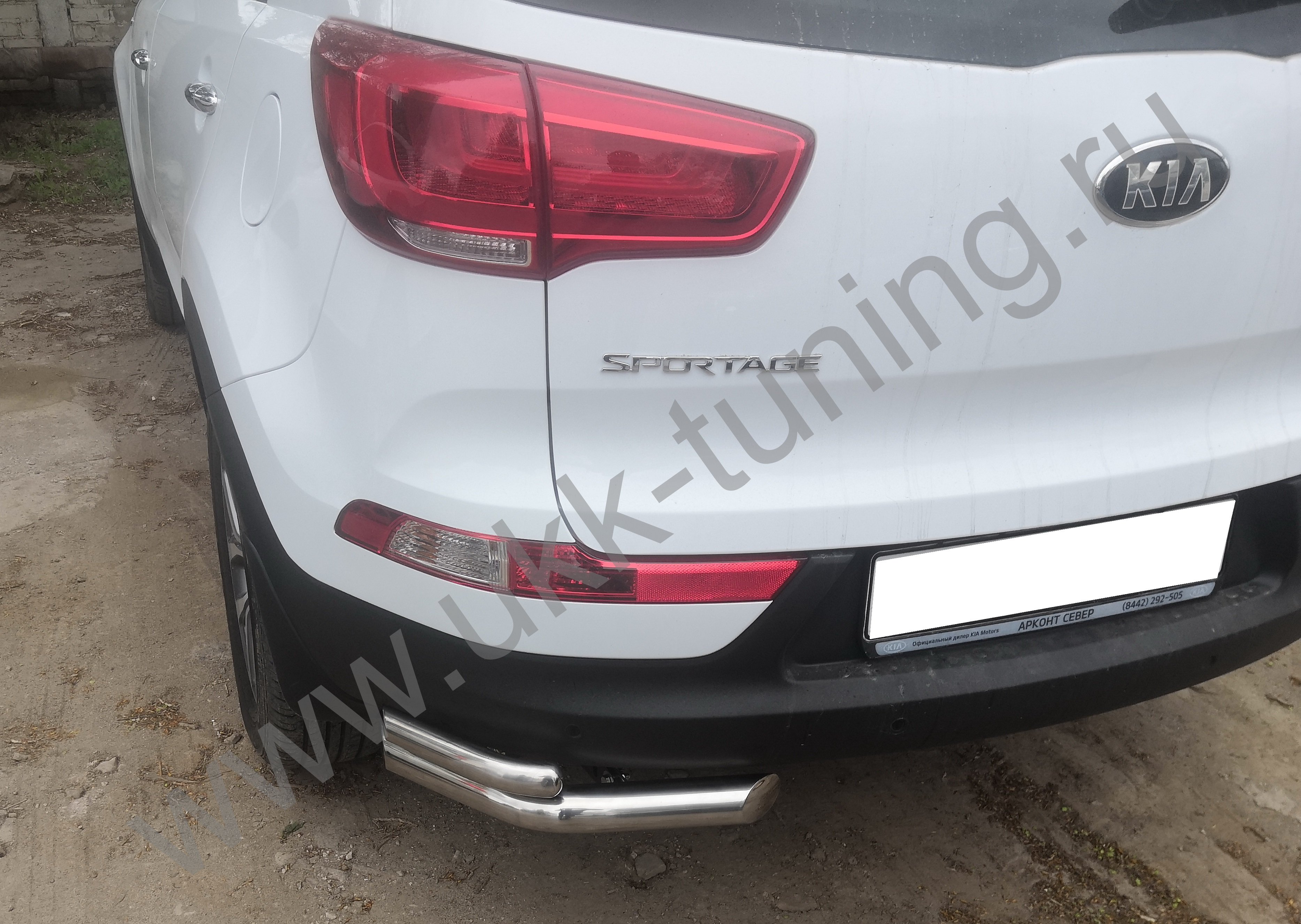 Защита заднего бампера угловая двойная Kia Sportage 3 с 2010-2015
