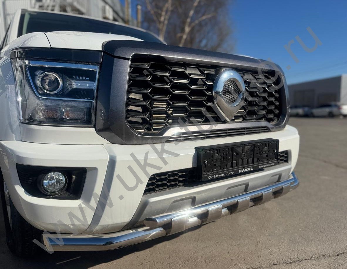 Защита переднего бампера двойная с перемычками Great Wall Poer King Kong c 2023