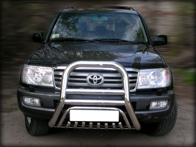 Защита переднего бампера Toyota Land Cruiser 100 с 1998-2007 высокая d-76 с доп защитой картера d-43  Защита переднего бампера Toyota Land Cruiser 100 с 1998-2007 высокая d-76 с доп защитой картера d-43