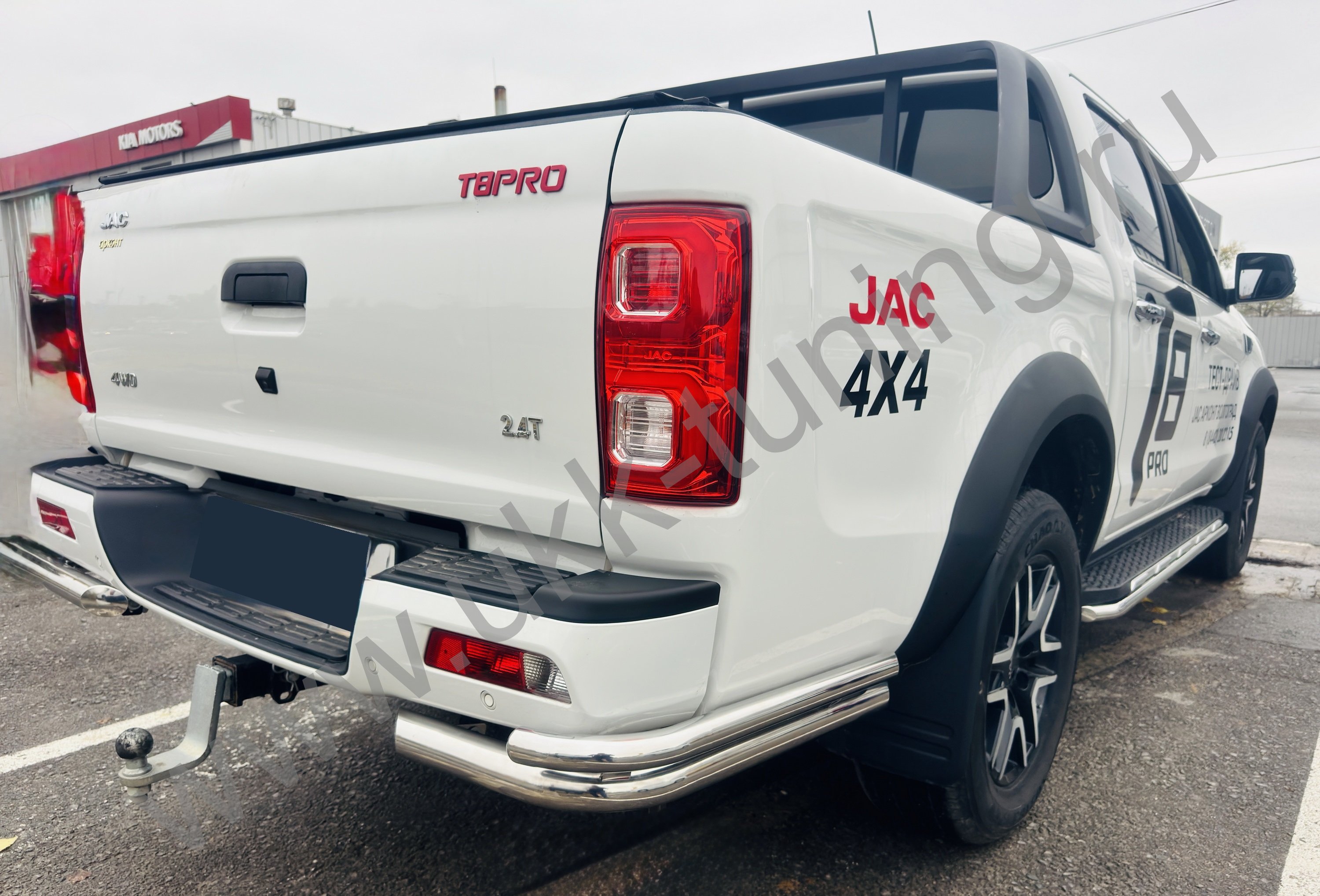 Защита заднего бампера угловая двойная Jac T8 Pro 2020