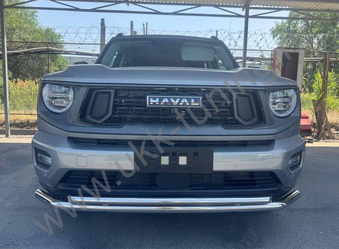 Защита переднего бампера двойная Haval H7 с 2025