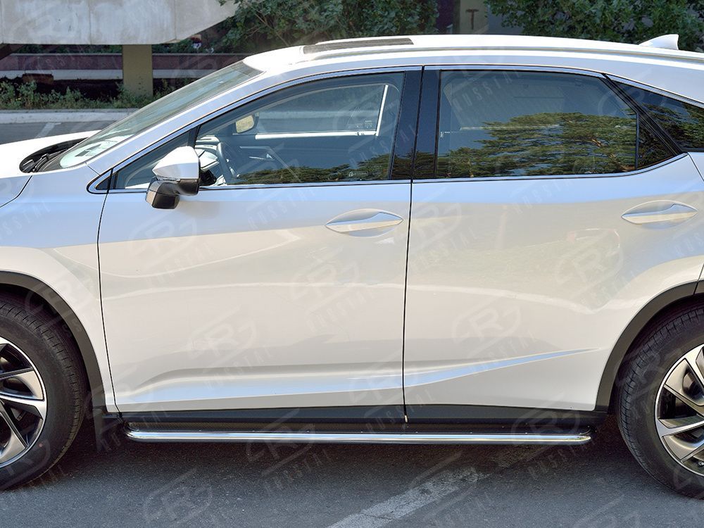 LEXUS RX200t 2015- Пороги труба  d42 С листом (Лист нерж, проф нерж)(Вариант3) LRX2L-0023733